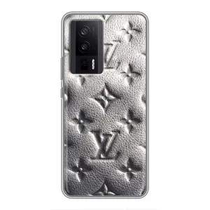 Текстурный Чехол Louis Vuitton для Поко Ф5 Про (Бежевый ЛВ)