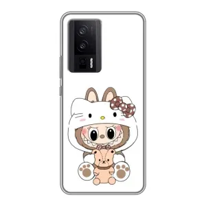 Чехол с принтом Лабубу для Xiaomi POCO F5 Pro (Белый Лабубу)