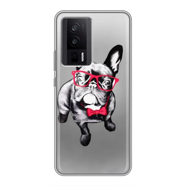 Чехол с рисунком «Бульдог в очках» для Xiaomi POCO F5 Pro