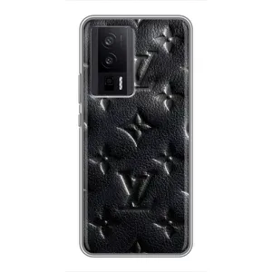 Текстурный Чехол Louis Vuitton для Поко Ф5 Про (Черный ЛВ)
