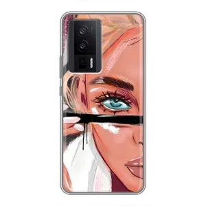 Силиконовый Чехол на Xiaomi POCO F5 Pro с картинкой Стильных Девушек (Девушка и ресницы)
