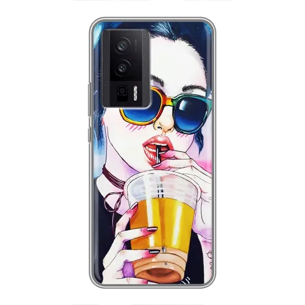 Чехол с рисунком «Девушка с коктейлем» для Xiaomi POCO F5 Pro Чехол с рисунком «Девушка с коктейлем» для Xiaomi POCO F5 Pro