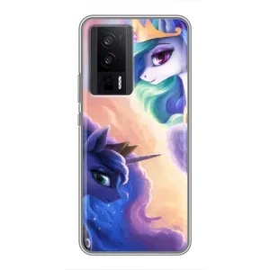 Чехол Unicorn на Xiaomi POCO F5 Pro (Единорожки на тучках)