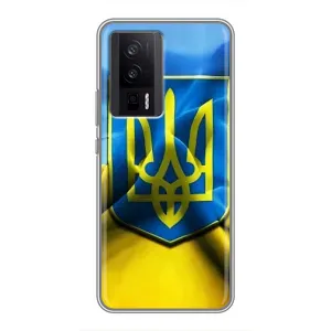 Чехол с картинкой (Патриотический ГЕРБ) на Xiaomi POCO F5 Pro (Герб и Флаг Украины)