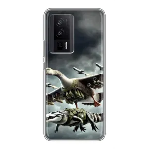 Чехол с мемами тралалело тралала для Xiaomi POCO F5 Pro (Гусини и крокодило)