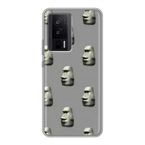Бампер с принтом Мемы для Xiaomi POCO F5 Pro (Каменное лицо)