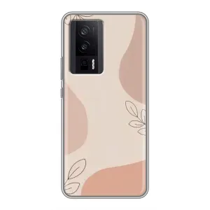 Чехол цветочный дизайн для Xiaomi POCO F5 Pro (Коричневый фон)