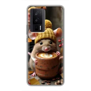Друкований чохол 'Звірята з кавою' для Xiaomi POCO F5 Pro (Мишка з кавою)