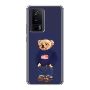 Чехлы Мишка Тедди для Поко Ф5 Про (Мишка USA)