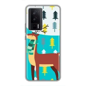 Силіконовий бампер з картинкою звірів для Xiaomi POCO F5 Pro (Олень із шарфом)