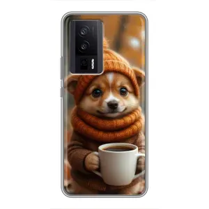 Друкований чохол 'Звірята з кавою' для Xiaomi POCO F5 Pro (Песик з кавою)