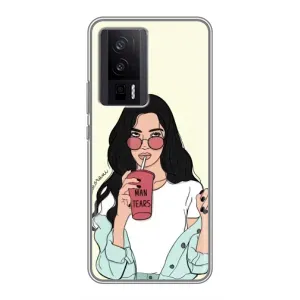 Силиконовый Чехол на Xiaomi POCO F5 Pro с картинкой Стильных Девушек (С напитком)