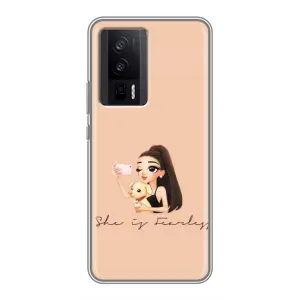 Силиконовый Чехол на Xiaomi POCO F5 Pro с картинкой Стильных Девушек (С собакой)