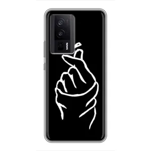 Чехлы (Знак сердечка) на Xiaomi POCO F5 Pro (Сердце на черном)