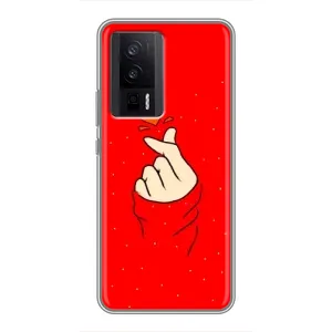 Чехлы (Знак сердечка) на Xiaomi POCO F5 Pro (Сердце на красном)