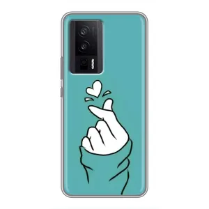 Чехлы (Знак сердечка) на Xiaomi POCO F5 Pro (Сердечко на бирюзовом)