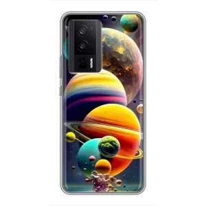 Чехол (ТПУ) с планетами на Xiaomi POCO F5 Pro (Солнечна система)