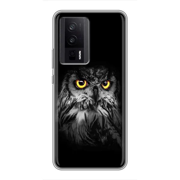 Чехол с рисунком «Сова на чёрном» для Xiaomi POCO F5 Pro