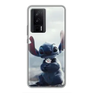 Чехол с рисунком Стич для Xiaomi POCO F5 Pro (Стич с цветочком)