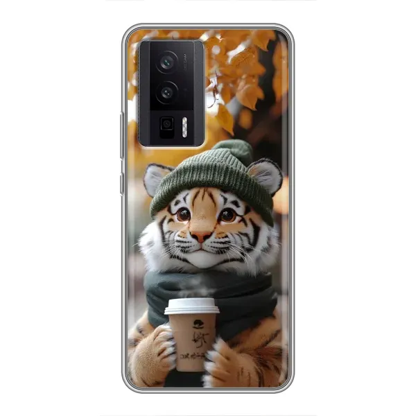Чехол с рисунком «Тигр с кофе» для Xiaomi POCO F5 Pro Чехол с рисунком «Тигр с кофе» для Xiaomi POCO F5 Pro