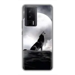 Чехол с Волком на Xiaomi POCO F5 Pro (Волк и луна)