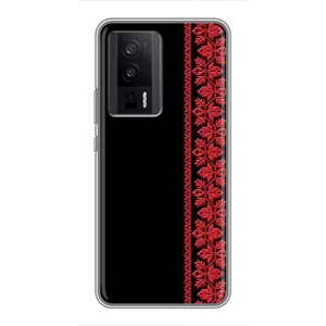 Силиконовый Чехол на Xiaomi POCO F5 Pro с картинкой Вышиванки (Вышиванка на черном)