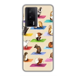 Чехол с Прикольным принтом на Xiaomi POCO F5 Pro (Ёга свинок)