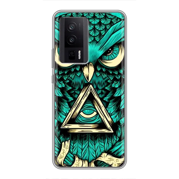 Чехол с рисунком «Зеленая сова» для Xiaomi POCO F5 Pro