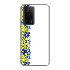 Силиконовый Чехол на Xiaomi POCO F5 Pro с картинкой Вышиванки (Желто-синяя вышиванка)