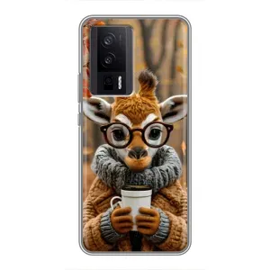 Друкований чохол 'Звірята з кавою' для Xiaomi POCO F5 Pro (Жираф з кавою)