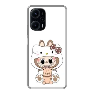 Чехол с принтом Лабубу для Xiaomi POCO F5 (Белый Лабубу)