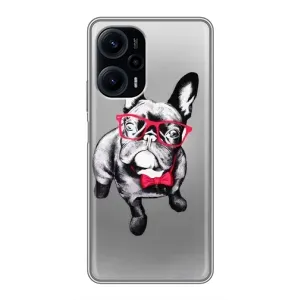 Чехол (ТПУ) Милые собачки для Xiaomi POCO F5 (Бульдог в очках)