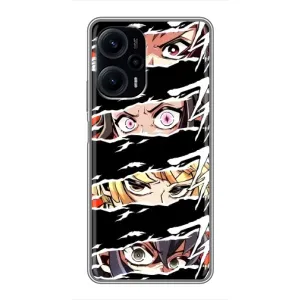 Силиконовые чехлы с глазами Anime для Поко Ф5 (Глаза на чорном)