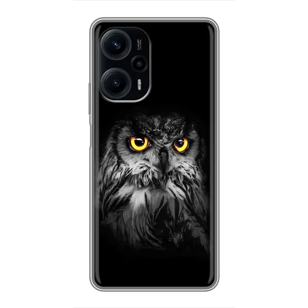 Чехол с рисунком «Сова на чёрном» для Xiaomi POCO F5 Чехол с рисунком «Сова на чёрном» для Xiaomi POCO F5