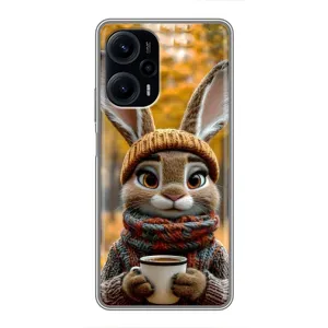 Печатный чехол «Зверята с кофе» для Xiaomi POCO F5 (Зайчик с кофе)