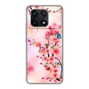 Чехол с принтом САКУРЫ на Xiaomi POCO F6 Pro (Бабочки на сакуре)
