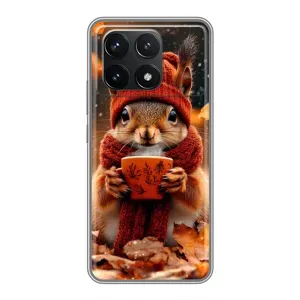 Печатный чехол «Зверята с кофе» для Xiaomi POCO F6 Pro (Белка с кофе)