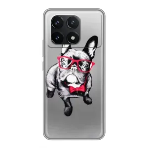 Чехол (ТПУ) Милые собачки для Xiaomi POCO F6 Pro (Бульдог в очках)