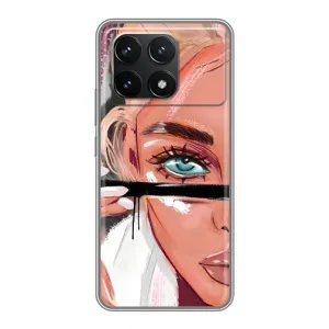 Силіконовый Чохол на Xiaomi POCO F6 Pro з картинкой Модных девушек (Дівчина та вії)