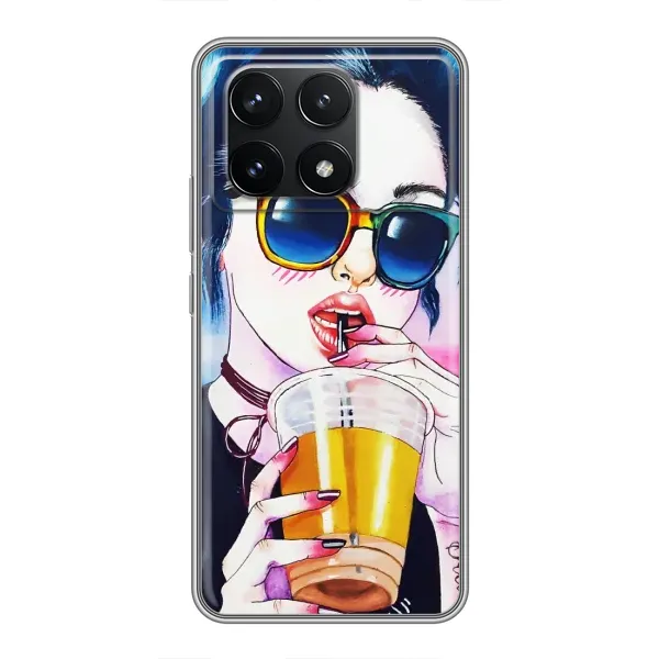 Чехол с рисунком «Девушка с коктейлем» для Xiaomi POCO F6 Pro