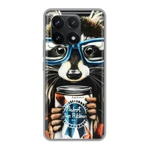 Силиконовый Чехол с Енотами на Xiaomi POCO F6 Pro (Енот в очках)