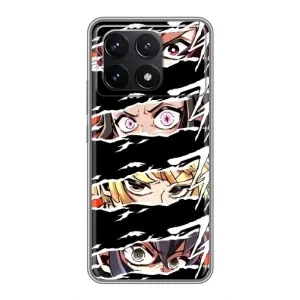Силиконовые чехлы с глазами Anime для Поко Ф6 Про (Глаза на чорном)