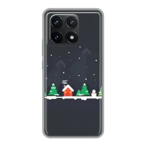 Силиконовый бампер на рождество для Xiaomi POCO F6 Pro (Город зимний)