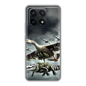 Чехол с мемами тралалело тралала для Xiaomi POCO F6 Pro (Гусини и крокодило)