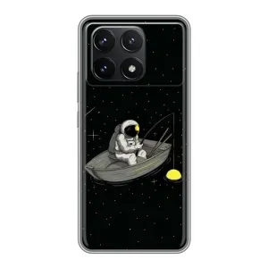Силіконовый Чохол з принтом "Космонавти" на Xiaomi POCO F6 Pro (Космонавт на рибалці)