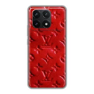 Текстурный Чехол Louis Vuitton для Поко Ф6 Про (Красный ЛВ)