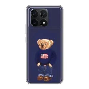 Чехлы Мишка Тедди для Поко Ф6 Про (Мишка USA)