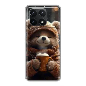Печатный чехол «Зверята с кофе» для Xiaomi POCO F6 Pro (Медвежонок с кофе)