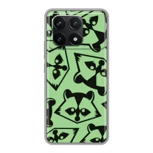 Силиконовый Чехол с Енотами на Xiaomi POCO F6 Pro (Мордочки Енота)