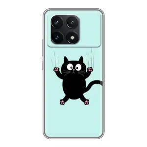 Силиконовый чехол с котиком для Xiaomi POCO F6 Pro (Падающий кот)